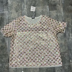 - - Sequined Checkered T